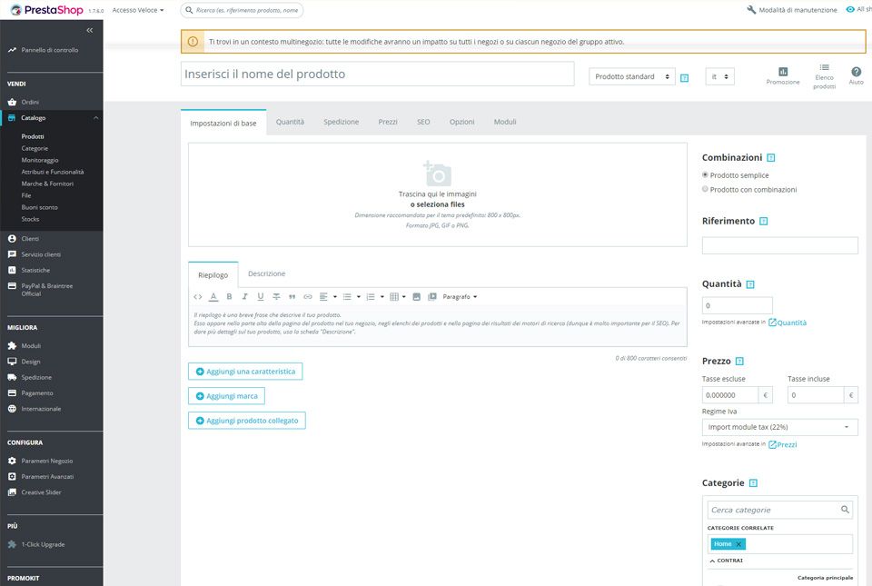 Back office Prestashop